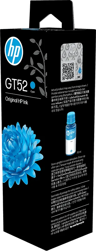 HP GT52 Cyan Genuine Inkjet Ink Bottle view 3